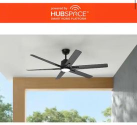 Home Decorators 60” Kensgrove II Smart Ceiling Fan, Matte Black, Indoor/Outdoor