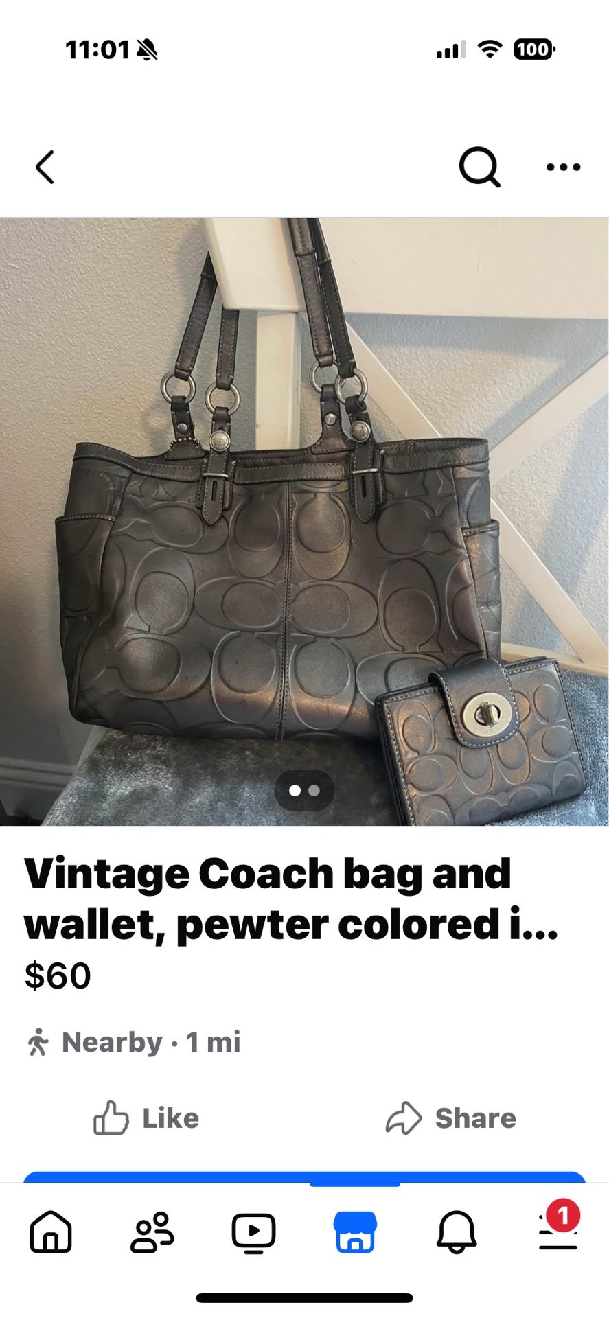 Coach Handbag With Wallet