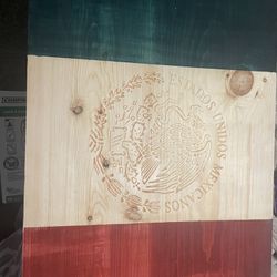 wooden Mexican flag
