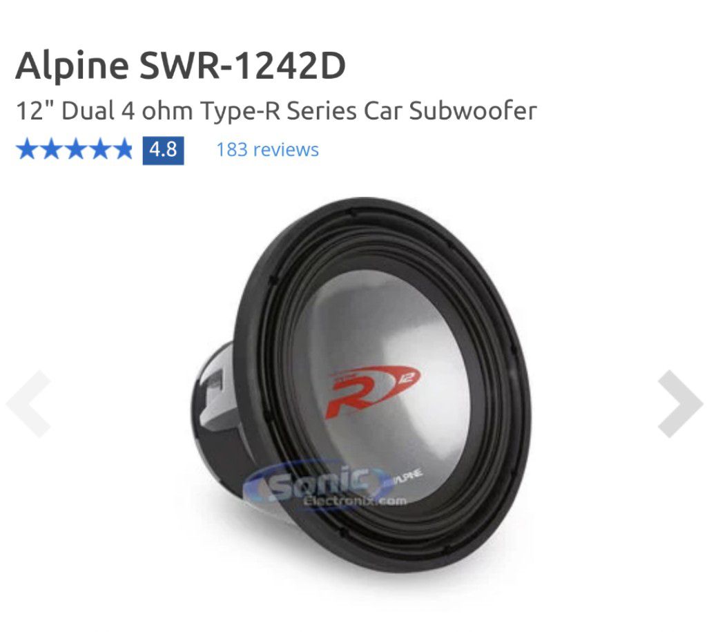 Alpine SWR-1242D (Pair) Excellent Condition