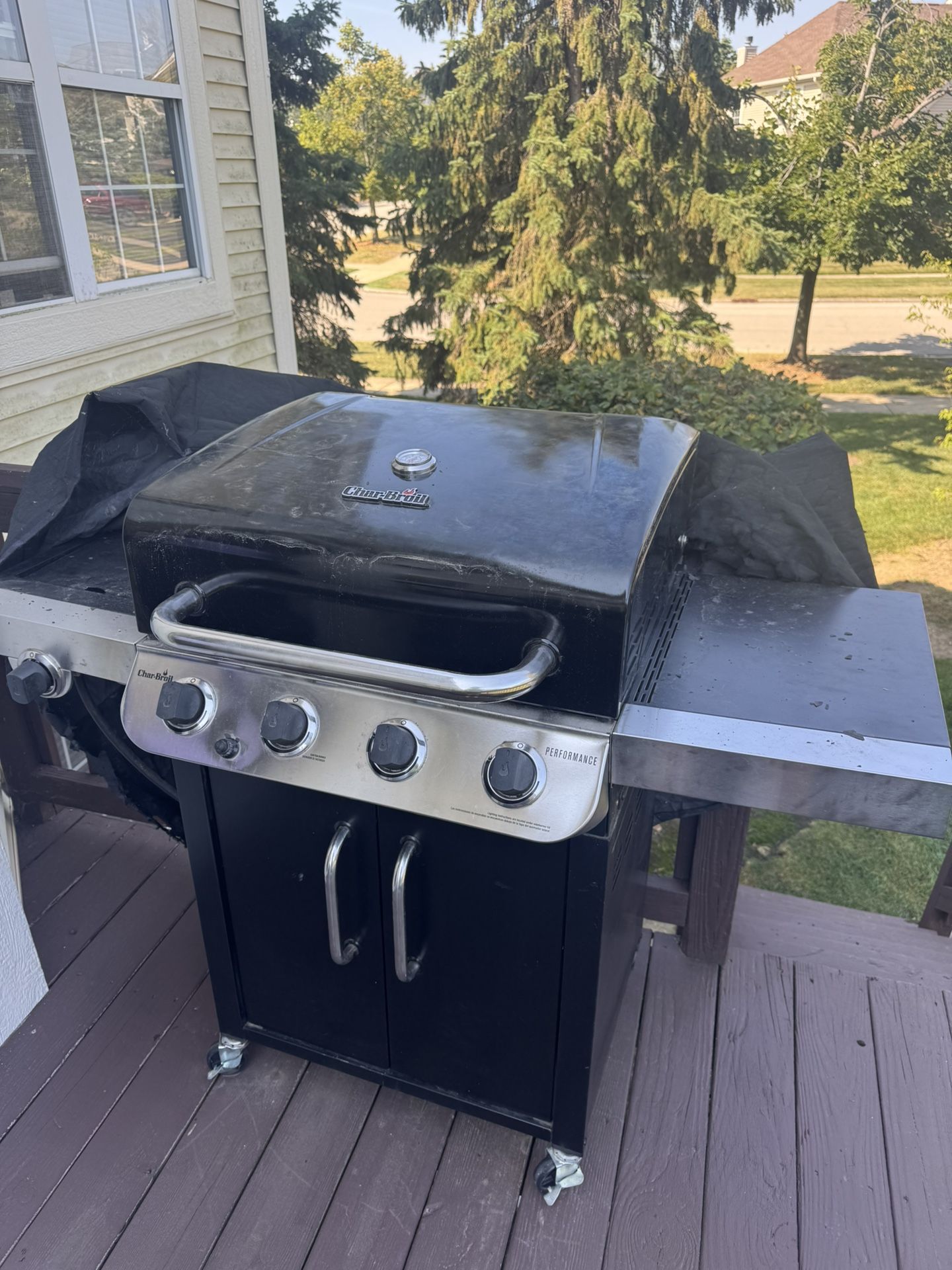 Char-Broil Performance 4-Burner Gas Grill — $75 (as-is, you pick up). Still works, just needs some cleaning. Perfect for outdoor cooking before winter