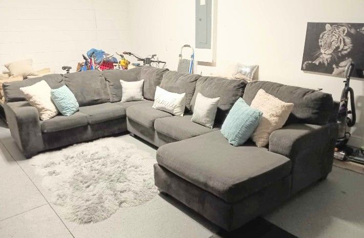 Grey Oversized Sectional Sofa 