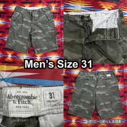 Abercrombie & Fitch Chino Shorts Mens Size 31 Green Camo Military Camouflage
