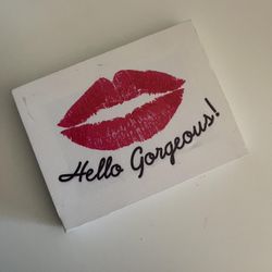 Hello Gorgeous White Black And Red Small Room Decor Red Lips Canvas