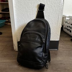 Black Leather Coach Messenger Bag (Unisex)