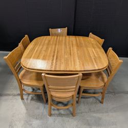 Butcher Block Dining Table with Six Chairs