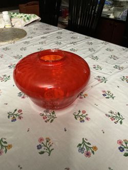 Vintage Red Glass Hurricane Lamp Shade