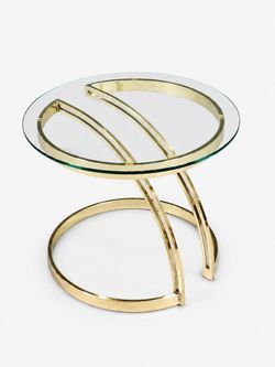 Vintage Postmodern Floating Brass & Glass Side Table, c.1970's - Delivery Available