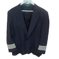 Vtg American Airlines Pilots (Captain) Navy Uniform Jacket 43L See photos #1371