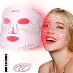 NVBOTY LED Face Mask Light Therapy, 4 Modes Portable Red Light Therapy for Face