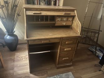 Solid Oak Roll Top Desk