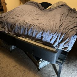 California King Mattress, Box Springs and Raised Up Metal Frame.