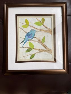 Framed Blue Bird Collage Art Print