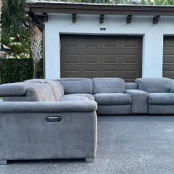 Sofa/Couch Sectional - Microfiber  - 3 Recliners - Gray - Delivery Available 🚛