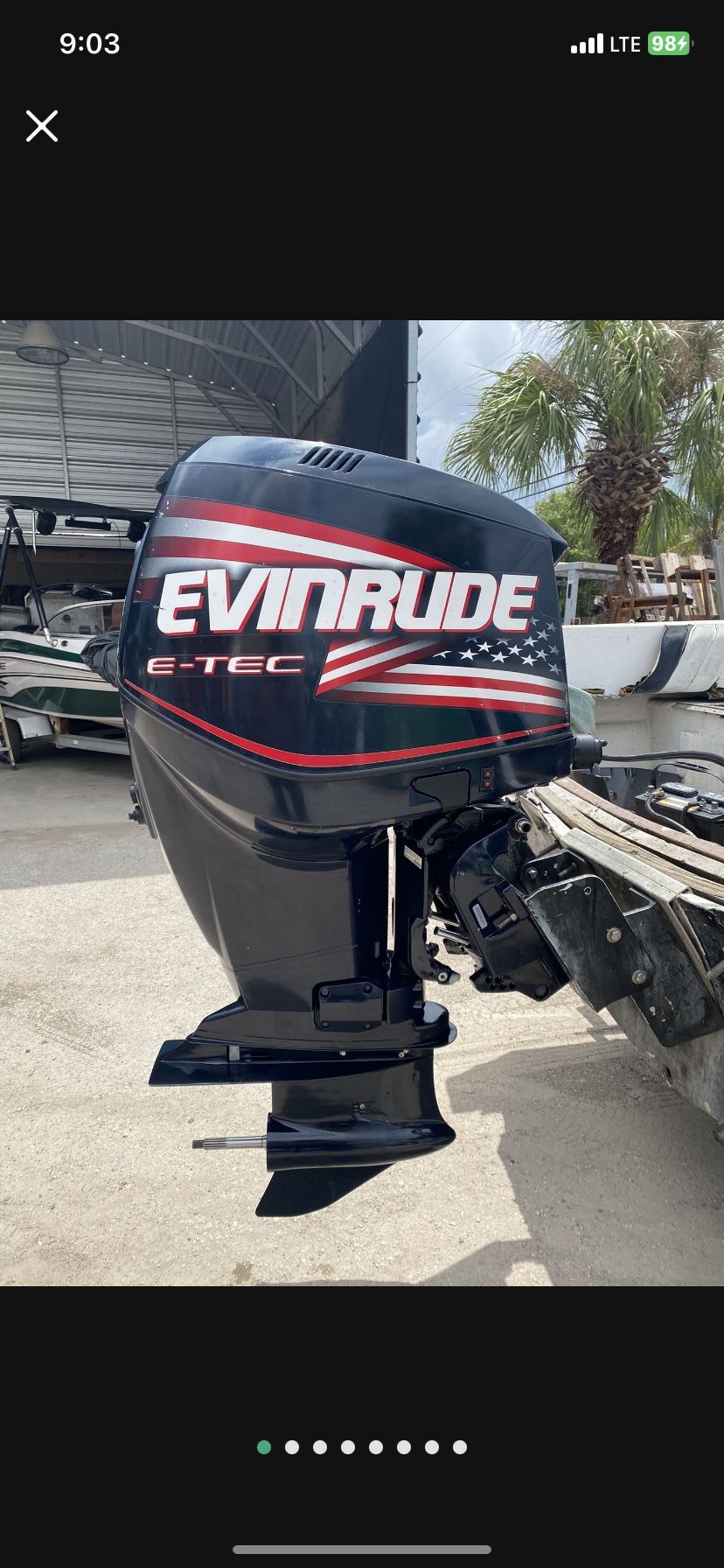 2008 BRP Evinrude 225 HP H.O. ETEC E-TEC 2-Stroke 20" Outboard Motor