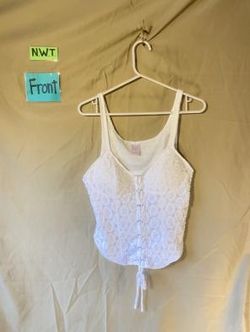 No Boundaries Women's White Lace Up Tank Top Size XL NWT