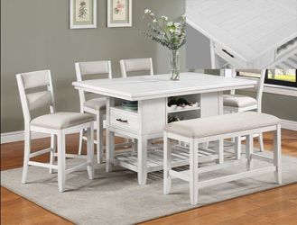 Brand New White 6pc Counter Height Dining Table Set