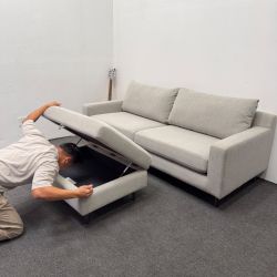 *Just Unboxed* Sloan Fabric 2-Seat Sofa + Storage Ottoman - Brand New (Half Priced) - Can Deliver