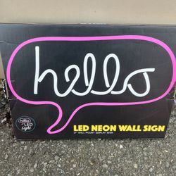 Isaac Jacobs 17” x 12” inch LED Neon ‘White & Pink “hello” Word Bubble’