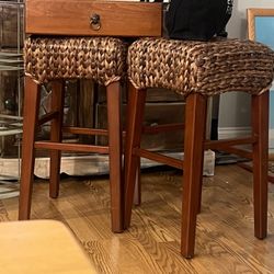 set of 2 Sea Grass Counter height stools Hard wood with 