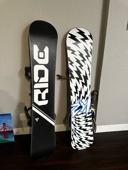 Snowboard with boots both