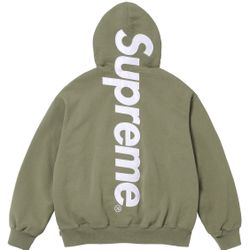 SUPREME SATIN APPLIQUÉ HOODIE OLIVE SIZE MEDIUM 