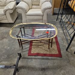 Regency Style Glass Coffe Table Faux,bamboo 