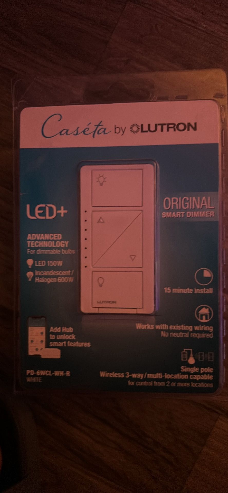 Caseta Smart Dimmer Switch for Wall & Ceiling Lights, 150W LED, White (PD-6WCL-WH-R)