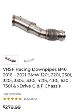 VRSF Race exhaust B46 2016 - 2021 BMW 120i, 220i, 230i, 320i, 330e, 330i, 420i, 430i, 630i, 730i & XDrive G & F Chassis