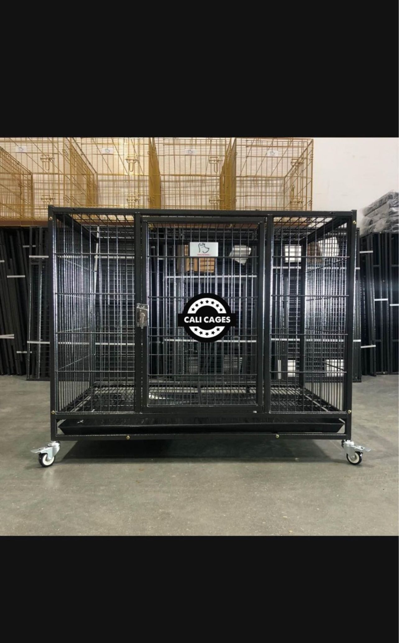 Dog Cage Kennel Size 37” Medium With Metal Grid Trays And Wheels