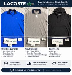 Lacoste Men’s Quarter Zip Sweaters & Hoodie Bundle 4XL / 2XLT