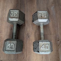 Pair of 40 lb. Cast Iron Dumbbells