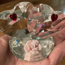 Two Crystal Hearts And A Rose