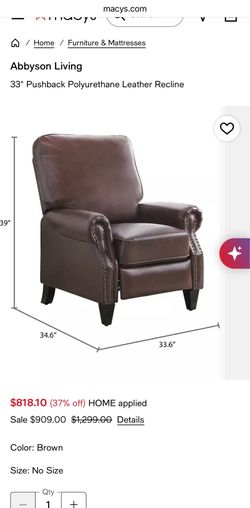 Brown faux leather recliner