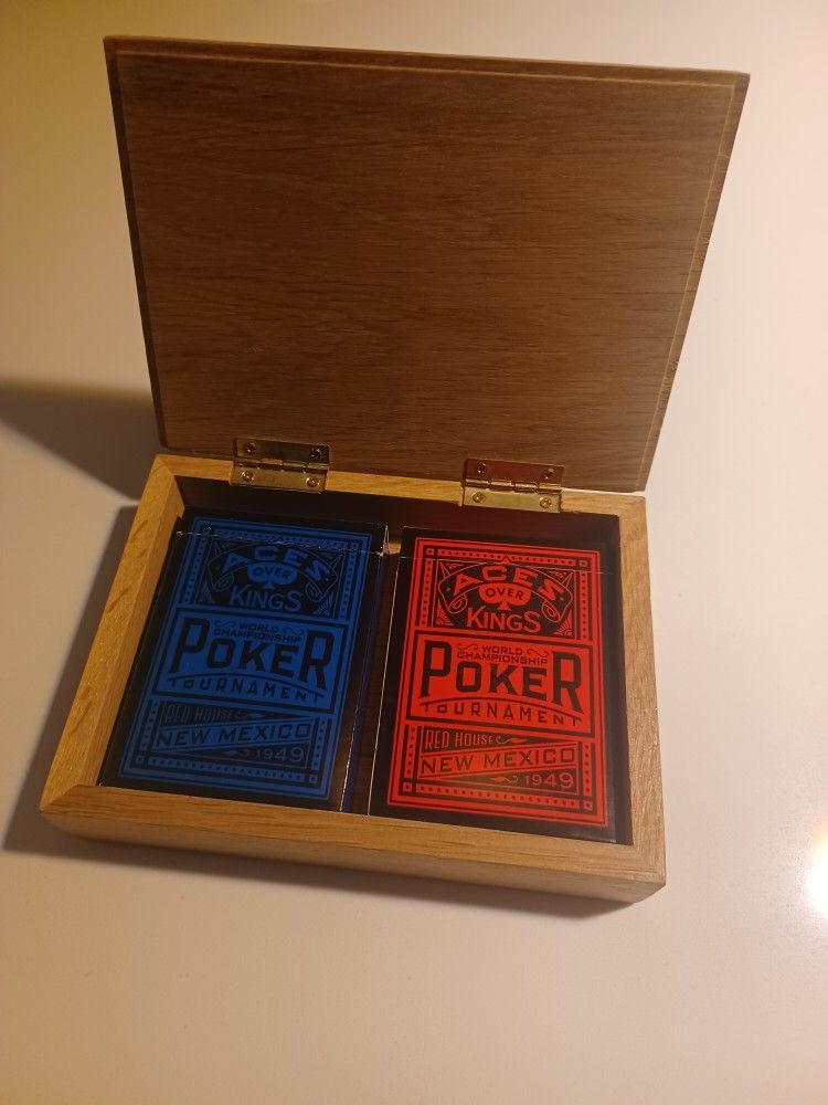 2 Decks Of Playing Cards In A Wood Box