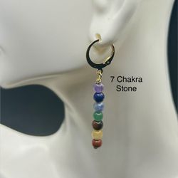 7 Chakra Genuine Stone Handmade  Earrings With 18k Gold Plated Leverbacks