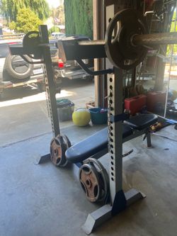 Weight bench and squat rack