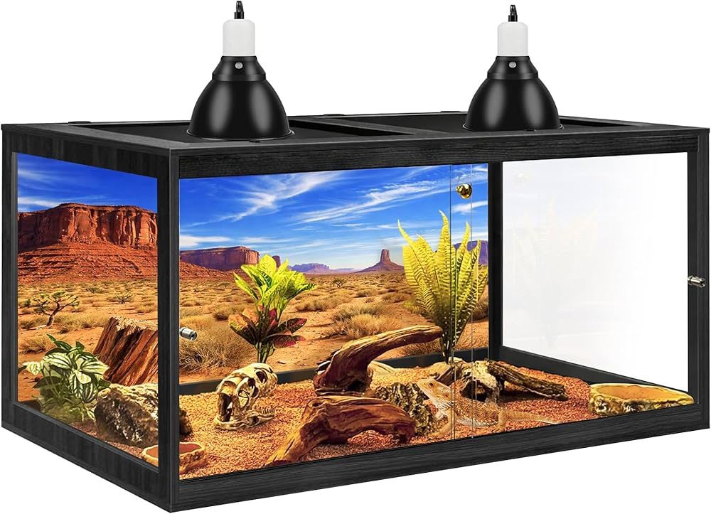 120 Gallon Bearded Dragon Tank, Tempered Glass Reptile Tank with Mesh Roof and Front Sliding Door, Anti-Scratch Lizard Tank, 4X2X2 Reptile Encloure (B