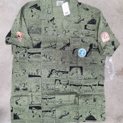 Peanuts Snoopy Beagle Scout Button-Up Shirt Size L