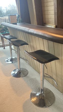 Set Of 3 Modern Bar Chairs Adjustable 