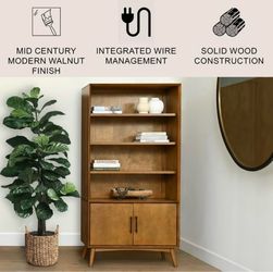 Ashfield Mid-Century Bookcase, Light Brown