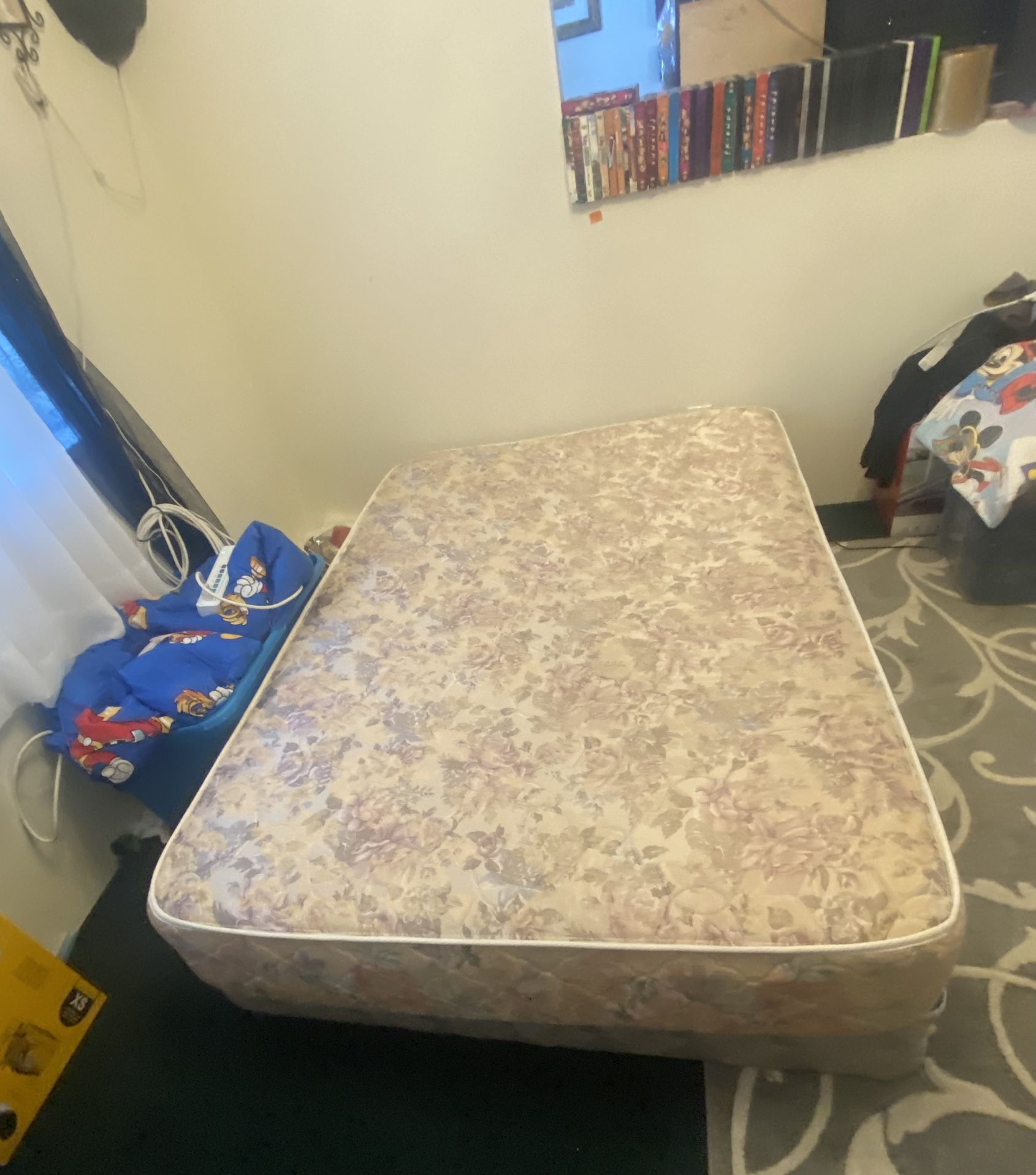 280 (very firm on price)full size comfy mattress and box spring (no