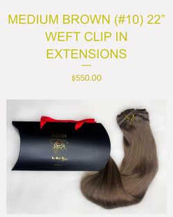 NEW MEDIUM BROWN 22"  WEFT CLIP IN EXTENSIONS