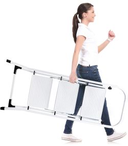 3 Step Steel Stool Folding White Portable Step Ladder Portable Ladders