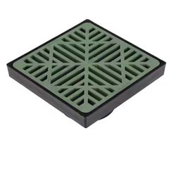 NDS 9 in. Plastic Square Low Profile Drainage Catch Basin with Grate in Green