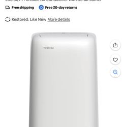 Toshiba Restored  Portable Air Conditioner with Dehumidifier