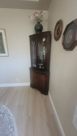 MAHOGHANY WOOD CORNER CABINET
