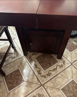 Dark Wood Dining Table with Storage Cabinet