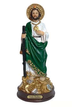 7” St. Jude Coins Money Statue Imagen San Judas Tadeo Estatua
