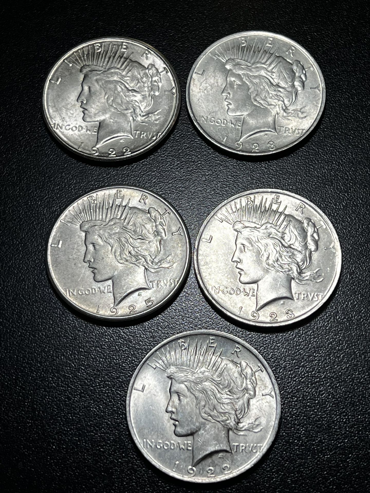 5 BU/AU Peace Silver Dollars for Sale in Pearland, TX OfferUp